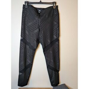 Old Navy Active Womens Black Geometric Pattern Mesh Panel Leggings L G